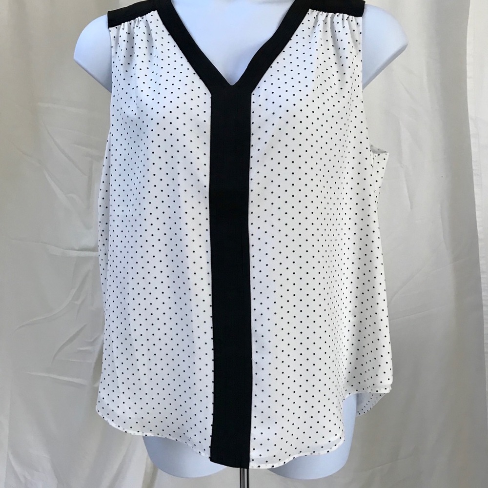 NWT Roz & Ali Sleeveless Polka Dot Top, size XL
